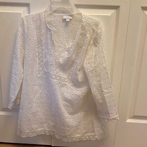 J. Jill Cream Eyelet Top